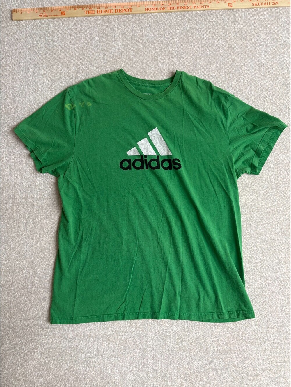 Adidas The Go-To Tee Mens XL Green Short Sleeve Graphic T-Shirt Big Logo Cotton